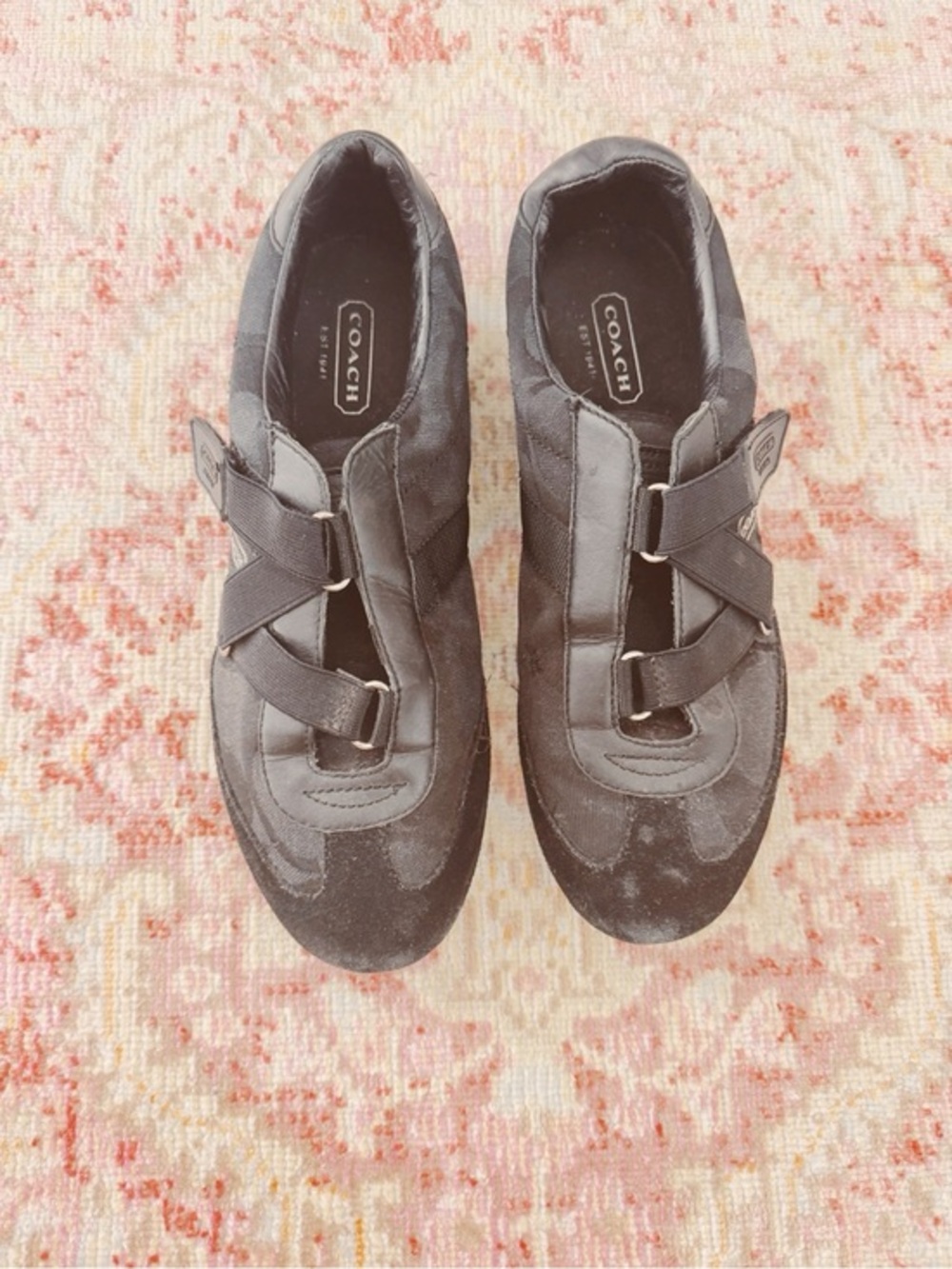 Coach Black Strap Sneakers with Metal Rings